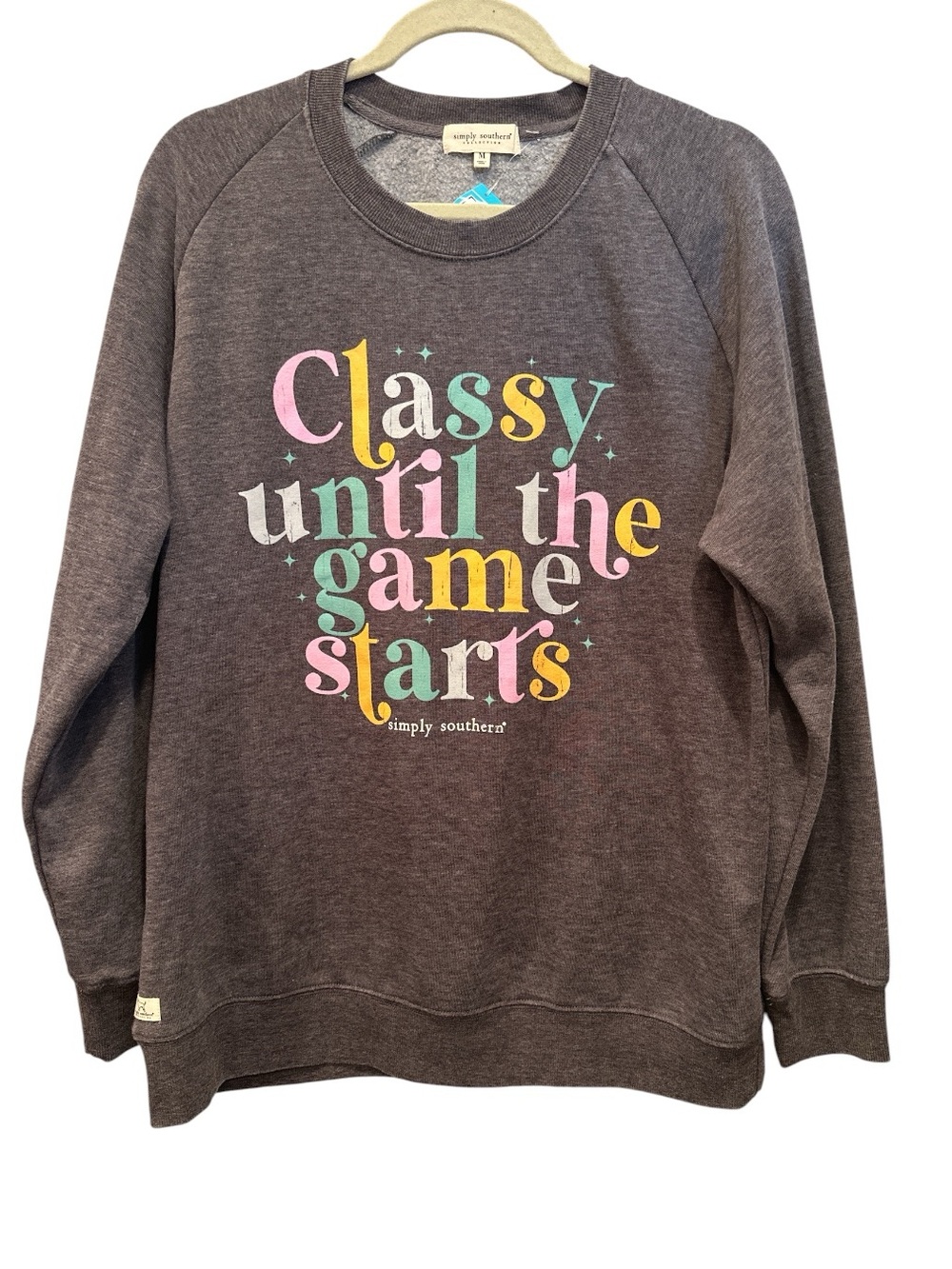 Simply Southern NWT Crewneck Sweatshirt Pastel Lettering Football Gameday M